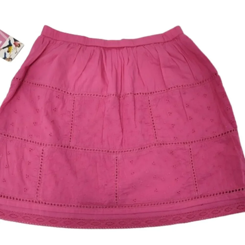 Just Friends Y2K Eyelet Pink Girl's Skirt 100% Cotton Size XL 6 NWT
